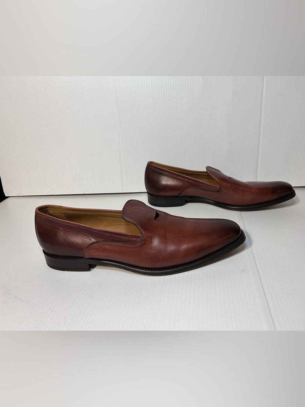 Paul Fredrick brown leather loafer dress shoe men size 12